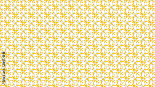 Seamless Yellow and White Geometric Floral Pattern Background