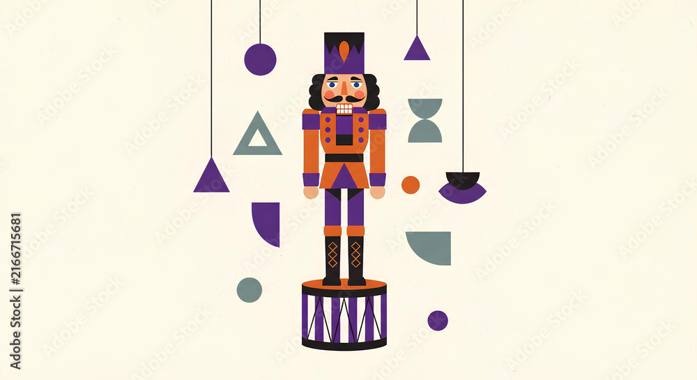 Naklejka premium Minimalist Mid Century Modern Geometric Nutcracker Illustration