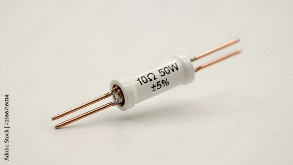Fototapeta premium High Power Resistor with Copper Leads on a White Background