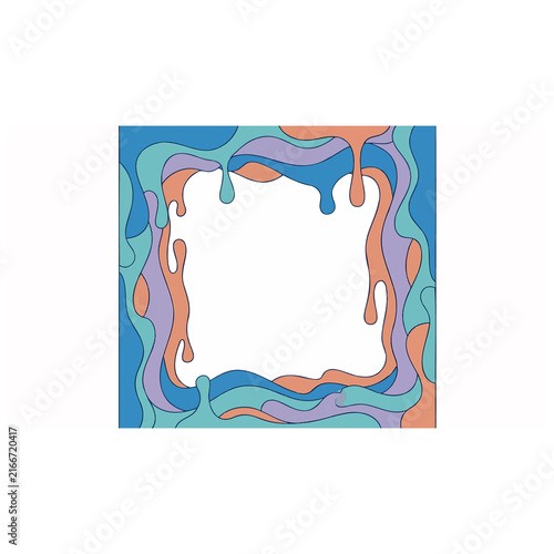 Psychedelic liquid frame design, groovy retro border, colorful melting paint effect, vibrant abstract art for social media and graphic projects