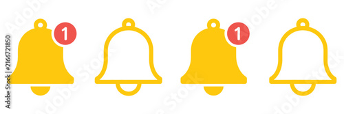 Foto Notification bell icon with alert symbols for app notifications, alarms, reminde