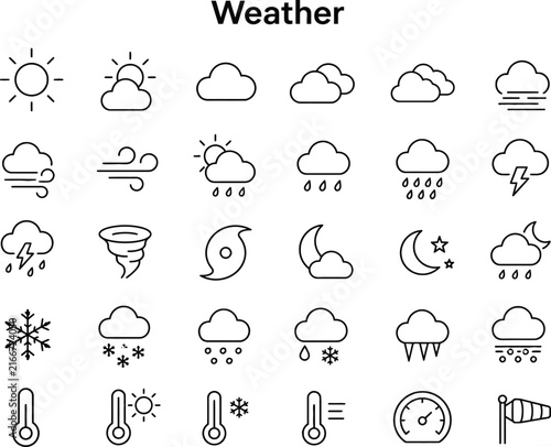 Set of weather condition icons and symbols collection