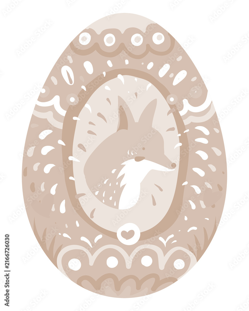 Naklejka premium Png brown fox easter egg illustration, transparent background