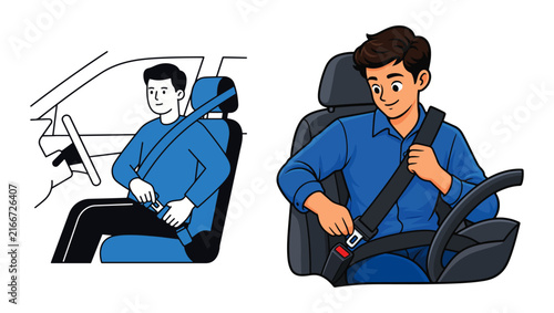 Seatbelt Safety Vector Illustration On PNG Background, seatbelt, seat belt, car safety, road safety, driving safety, vehicle safety, passenger safety, safety belt, buckle seatbelt, 