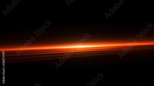 A vibrant orange and red light strip creates a striking visual against a dark background.