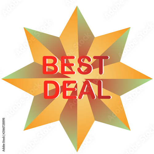 Gold Sale Best Deal Star Badge Illustration with Discount Promotion Label