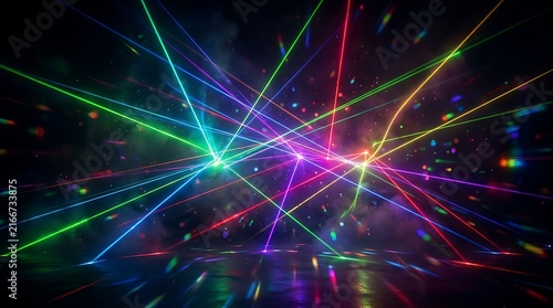 Vibrant abstract background, with interconnected glowing, lines and dots