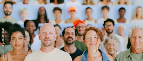 Diverse group of people in a grid of head-and-shoulders portraits, featuring natural skin textures and soft window light for inclusivity and community campaigns