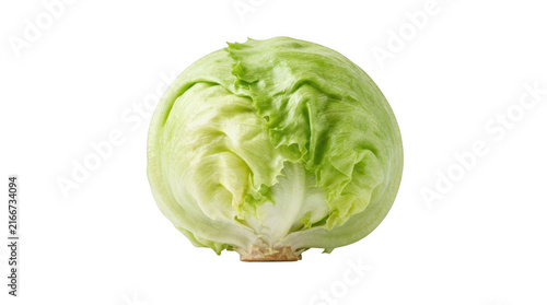 Fresh head of iceberg lettuce isolated on transparent background for culinary website design