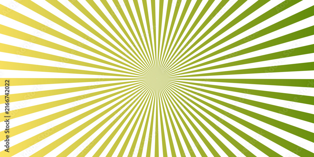 Fototapeta premium Modern yellow and olive sunbeam rays background, striped light rays exploding outward, abstract vibrant vector graphic for website header, brochure and advertising.