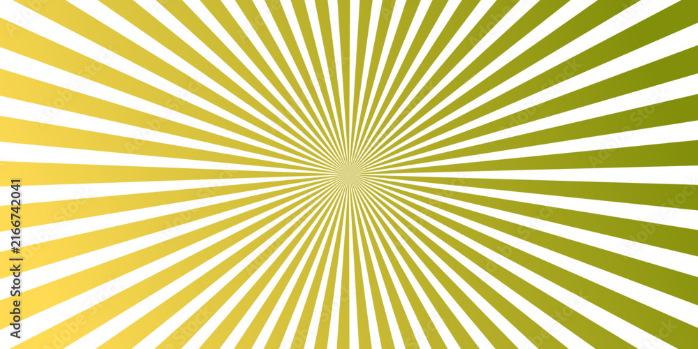 Fototapeta premium Abstract yellow and olive starburst background, radiating lines bursting from a bright center, abstract vibrant vector graphic for book cover, product label and event backdrop.