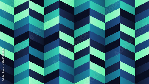 Blue and green chevron geometric seamless pattern