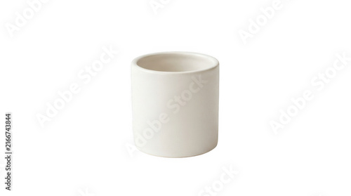 Simple elegant white ceramic mug isolated on transparent background for coffee and beverage branding photography
