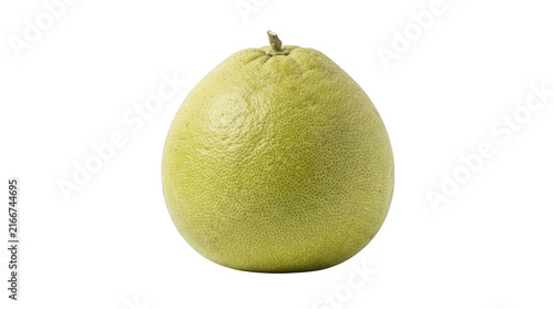 Fresh whole pomelo fruit with textured green rind isolated on transparent background for healthy diet visual content