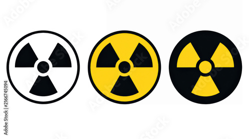 Foto Radioactive Warning Sign - Circular Radiation Hazard Icon Set