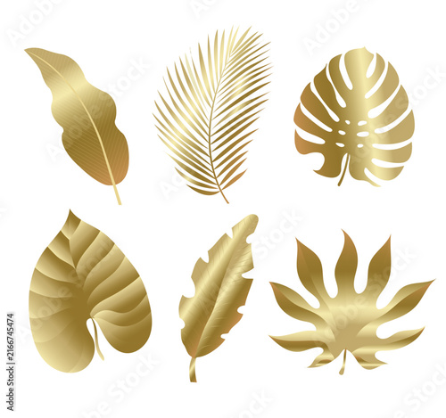 Golden Palm Tree Branch Set