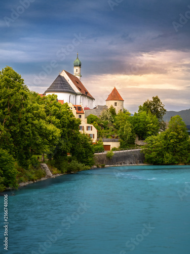 Church above the Lech River in Fussen Bavaria