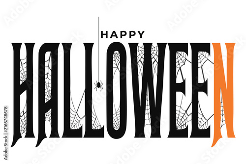 Halloween Typography Design with Spooky Lettering and Festive Autumn Elements