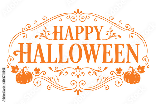 Halloween Typography Design with Spooky Lettering and Festive Autumn Elements