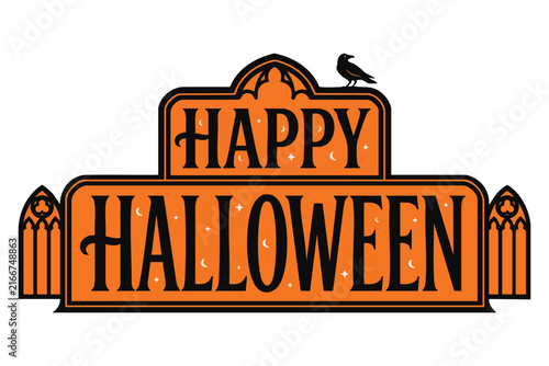 Halloween Typography Design with Spooky Lettering and Festive Autumn Elements