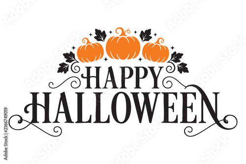 Halloween Typography Design with Spooky Lettering and Festive Autumn Elements