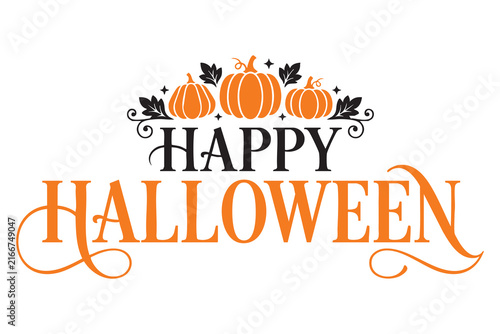 Halloween Typography Design with Spooky Lettering and Festive Autumn Elements