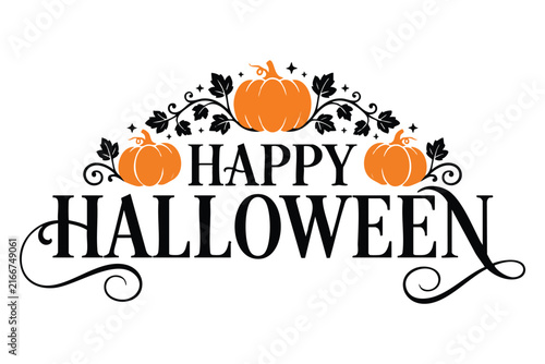 Halloween Typography Design with Spooky Lettering and Festive Autumn Elements