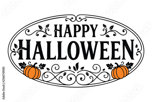 Halloween Typography Design with Spooky Lettering and Festive Autumn Elements