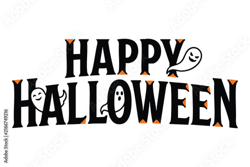 Halloween Typography Design with Spooky Lettering and Festive Autumn Elements
