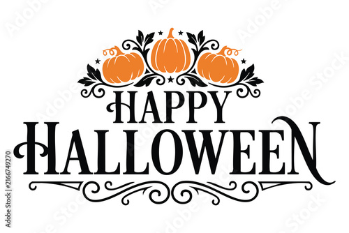 Halloween Typography Design with Spooky Lettering and Festive Autumn Elements