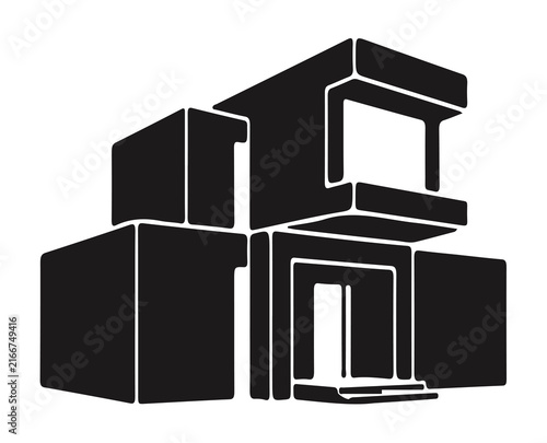 Modern minimalist modular luxury villa vector icon