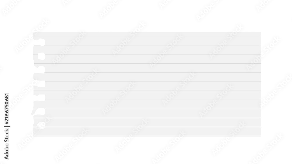 Naklejka premium Blank lined notebook paper sheet with spiral binding holes on the left side spiral bound loose leaf notebook page white paper ruled paper binder paper texture white background