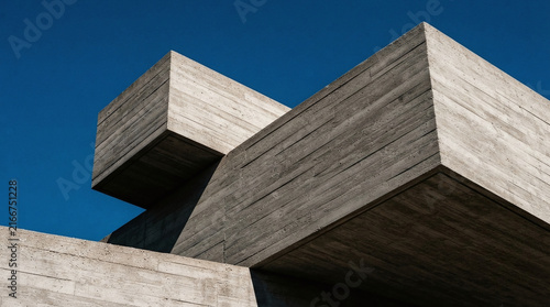 Tapety artystyczne Angular Concrete Architecture Against Blue Sky