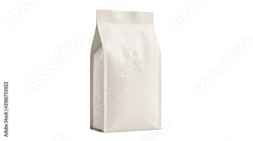 Empty white coffee packaging bag with side gusset and matte finish for branding mockups