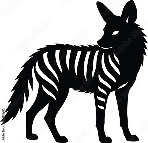 Canvas Print Aardwolf silhouette icon, vector image, aardwolf silhouette line art vector illu