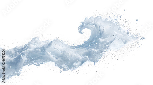Dynamic splash of white water wave isolated on transparent background