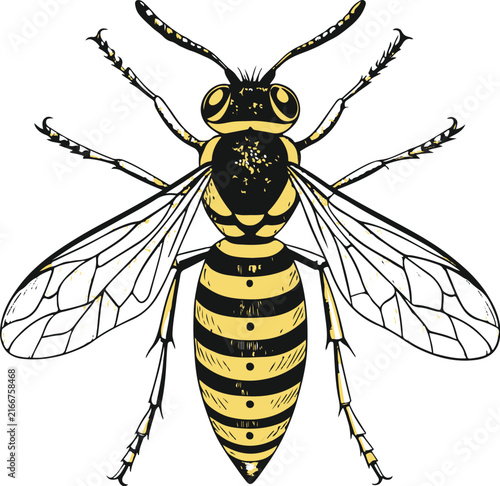 Yellowjacket Household Pest Insect Vector Illustration, Isolated