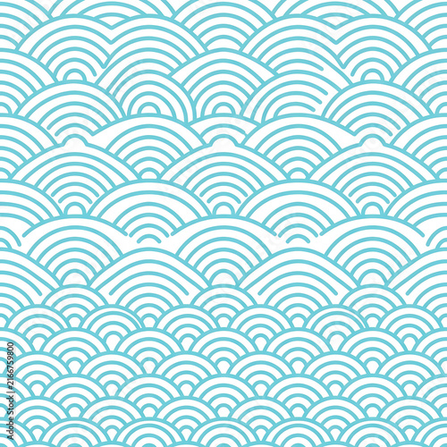 Blue japanese wave pattern seamless background