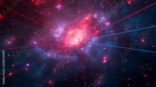 Vibrant Cosmic Nebula with Bright Stars and Energy.