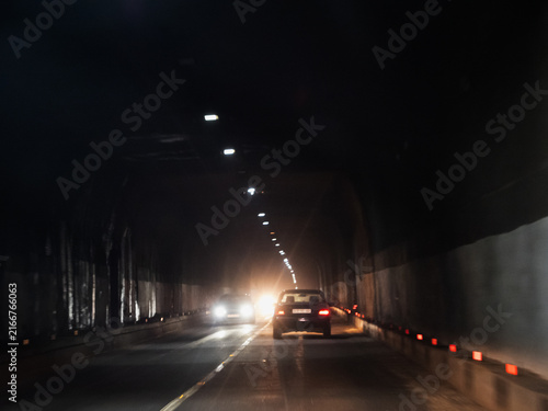 Foto driving through long underground tunnel in Armenia