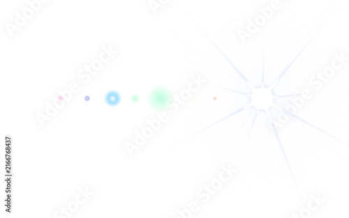 Abstract lens flare light effect with colorful spots with bright on transparent background
