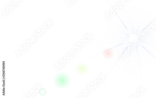 Abstract light beams and colorful bokeh effects with soft colored circles on transparent background