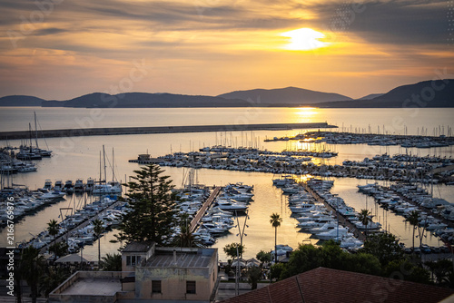 sunset, harbour of alghero, marina, alghero, boats, sardinia, sardegna, italy