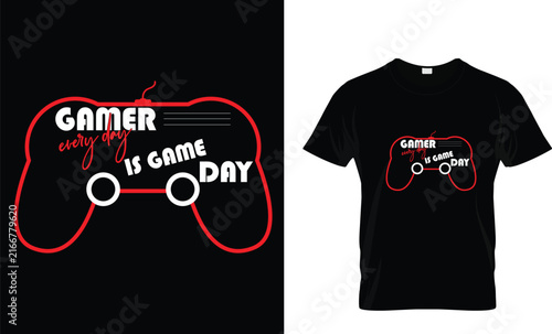 Gamer T Shirt Design with Game Controller and Game On Typography