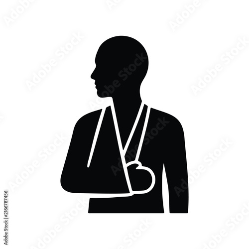 Broken injuries arm silhouette icon vector flat design.