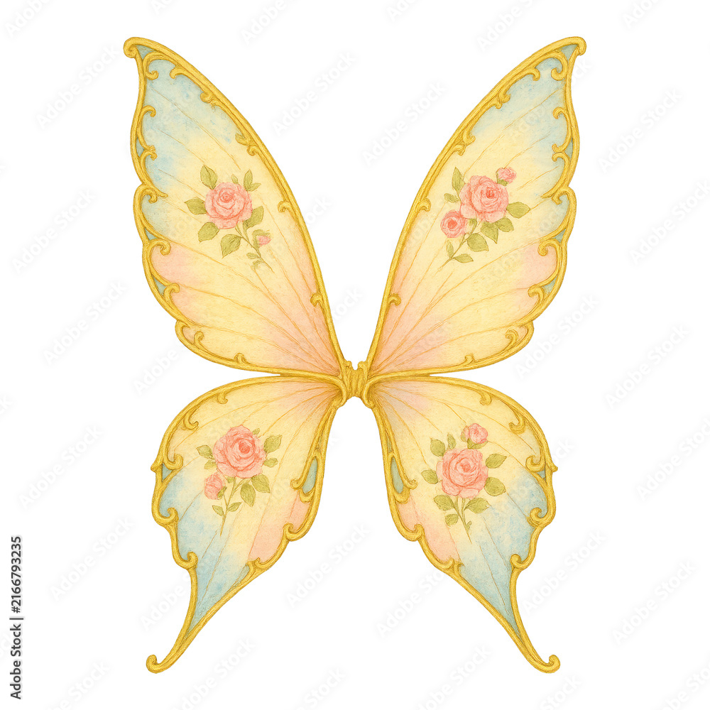 Obraz premium PNG Elegant floral butterfly wings illustration.