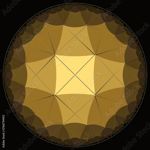 Obraz na plátně Golden hyperbolic geometry pattern with central square symmetry