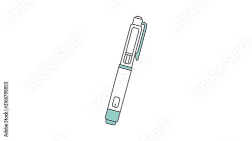 Insulin injection pen for diabetic medication delivery with sleek green and white medical tool design.