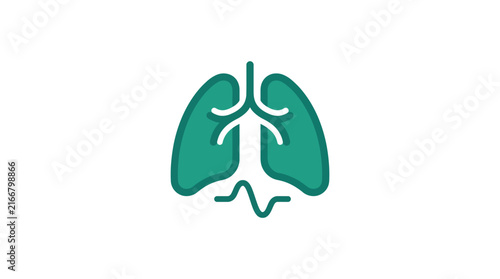Lungs anatomy icon with respiratory wave for pulmonary health screening and breathing care design.