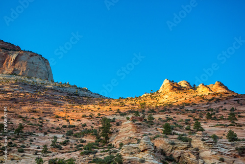 Sandstone formations near Pine Creek Canyon overlook in Zion National Park, Utah